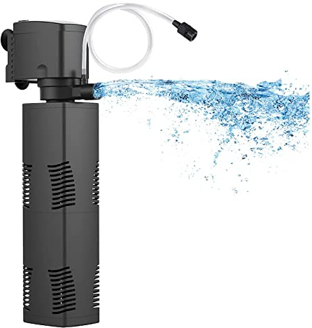 Aquarium Filter for 55-150 Gal. Tank Crystal 300GPH Biochemical Filtration Powerful Pump Submersible Internal Fish Tank Filters Large Tank Pond Clear Wavemaker Air Supply 4 in 1