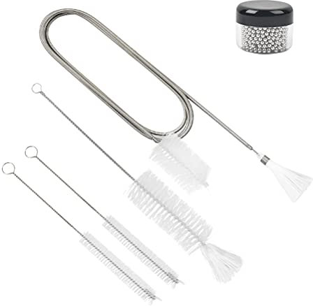 FOCCTS Reinigungset Bürsten Set mit Reinigungsperlen, Shisha Zubehör zur Reinigung von Wasserleitungen, Shisha Bowl und Schlauch, Putzset Rostfreie Edelstahl Reinigungskugeln für Flaschen