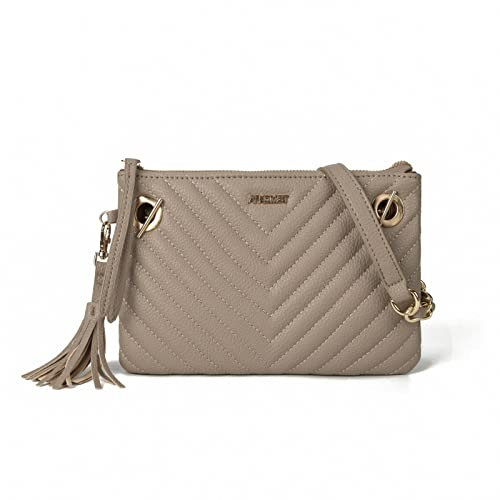 AFKOMST Damen Crossbody Taschen Gesteppte Crossbody Schultertaschen Multi Pocket Satchel Handtaschen Quaste Messenger Purses Damen Tasche, grau, Small