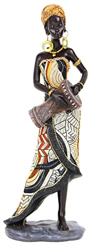 Vimtrysd Afrikanische Musiker-Figuren, Heimdekoration, afrikanische Statuen und Skulpturen, Regal-Dekor-Akzent, afrikanische Kunst, Stammesdame, Sammlerstück, Heimdekoration für Wohnzimmer