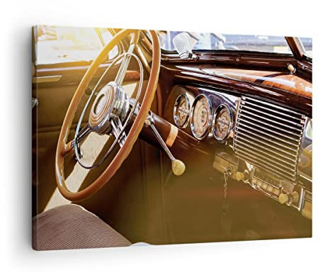 ARTTOR Bilder auf Leinwand 70x50cm Wandbild Autos Vintage - 4939
