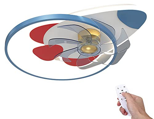 OOWOKS 50W LED Deckenventilator mit Beleuchtung Moderne Leise Fan Deckenleuchte Kinderzimmer Dimmbar Mit Fernbedienung Flugzeug Deckenlampe Fan Licht Junge Mädchen Schlafzimmer Wohnzimmer Deckenlicht