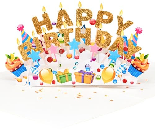 Magic Moments® Besondere Geburtstagskarte „Happy Birthday“ – Handgemachte 3D Pop Up Geburtstagskarte für Frau, Mann & Freundin, große Glückwunschkarte zum Geburtstag mit magischem Umschlag