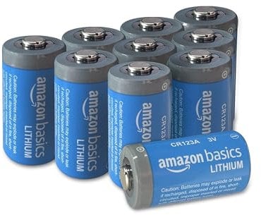 Amazon Basics, 10 batterie al litio CR123A da 3 V, durata di 10 anni