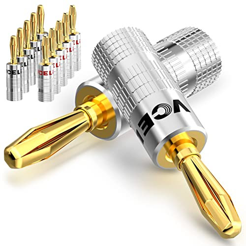 VCELINK 12 Unidades Conector Banana Chapado en Oro para Cable Speakon con 0,75-4 mm, 6x Rojo, 6x Negro, Conectores para Altavoces, Amplificadores y Otros Receptores de Audio