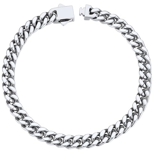 ChainsHouse Stainless Steel Cuban Chain Bracelet for Men 5mm 7.5inch Rapper Wrist Chain Bracelet