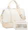 Weekender Übernachtungstasche, Handgepäck, Reise-Tragetasche, PU-Leder-Schultergurt, Oxford-Beige, 3 Stück