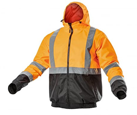 HÖGERT TECHNIK Warnschutzjacke Herren wasserdicht – Regenjacke Arbeitsjacke mit Kapuze – Sicherheitsjacke Reflektierend für Bau, Industrie, Outdoor – EN ISO 20471 Klasse 2 zertifiziert L