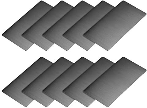 METALLIXITY En Blanco Metal Tarjeta (80mm x 40mm x 0,4mm) 10uds, Cepillado 201 Inoxidable Acero Identificación Placa - para Hogar Interior Bricolaje Señalización Grabado, Negro