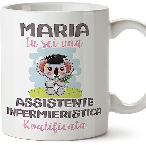 MUGFFINS Tazas Personalizadas para AUXILIAR DE ENFERMERÍA - En Italiano - Koalificati Personalizzati - 11 oz / 330 ml - Regalo Personalizable original y divertido
