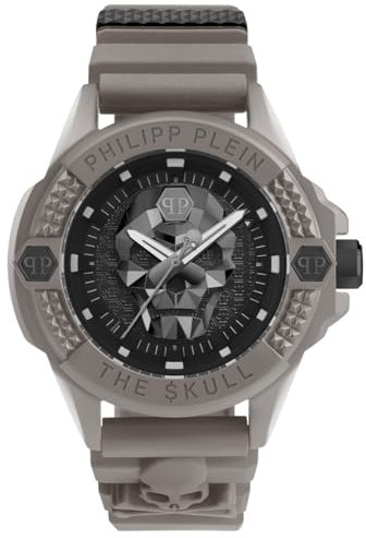 Philipp Plein Herren Uhr Analog Quarz The $Kull ECOCERAMIC PWUBA0323 Silikon