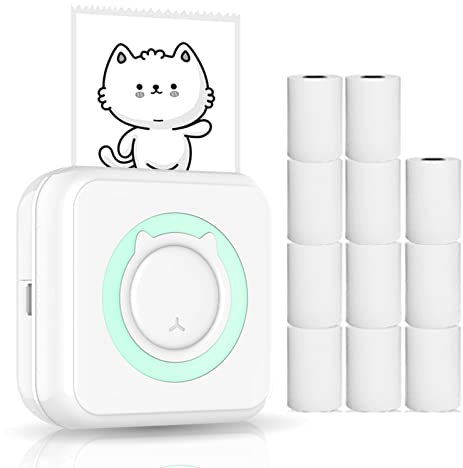 Sunydog All-in-One Mini-Drucker Tragbarer Multifunktions-Fotodrucker für Smartphone Drahtloser Sofortbild-Thermodrucker mit 11 Papierrollen Kompatibel mit iOS Android