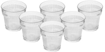 Bastilipo PRISMA – Confezione da 6 bicchieri da 300 ml. MOD. EMPIRE STATE COLORE TRASPARENTE. Bicchiere in policarbonato di medie dimensioni, riutilizzabile, privo di