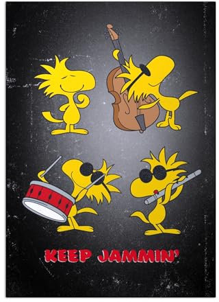 Displate Offiziell The Snoopy Show MetallPoster Magnetische Befestigung Inklusive Lizenziert Bilder Hochwertiges Poster Keep Jammin' 45 cm x 32 cm