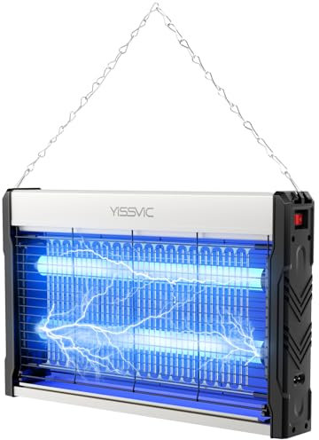 YISSVIC Elektrischer Insektenvernichter LED Mückenlampe mit UV-Lichtfalle Kabel 2M gegen Motten Mücken Fliegen Praktisches Hakendesign