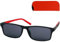 Flex Sonnenbrille mit Sehstärke, Kunststoff Rahmen L Groß Rechteckig mit flexiblen Bügeln Schwarz mit Rotem Akzent, Trend Etui, Lesesonnenbrille Herren und Damen 1.0 Dioptrien