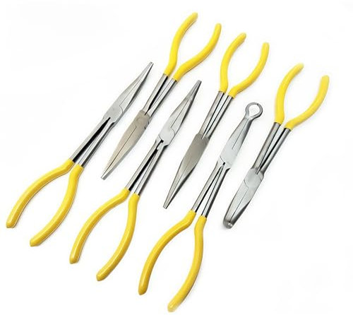 6pcs Long Needle Nose Pliers 11 Inch Extra Long Reach Needle Nose Plier for Narrow Spaces