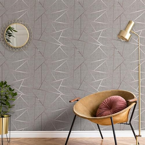 Wallpaper Rose Gold Geometry Sticky Back Plastic PVC Sticky Wallpaper Waterproof Furniture Peel and Stick Wallpaper Home Art Deco Wallpaper Self Adhesive Wallpaper 2P (40x100 cm)