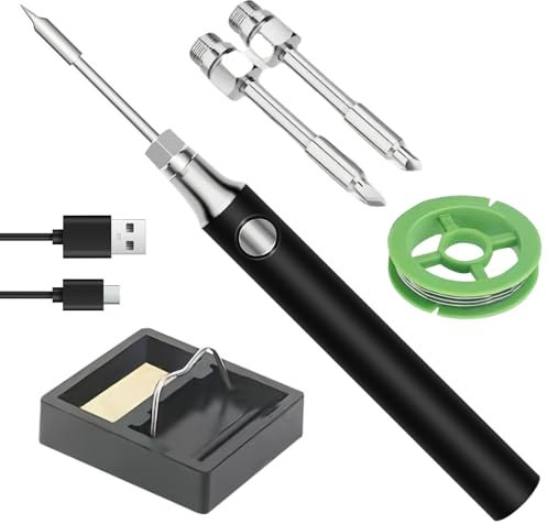 GOEDCH Batterie du fer à souder : fer à souder avec 3 températures réglables de 330 ℃ à 450 ℃, fer à souder USB avec support de fer à souder, outil de réparation portable pour souder et dessouder pour