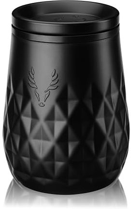 Viski Paragon Insulated Wine Tumbler, Insulated Stainless Steel Tumbler Cup with Ceramic Coating Black 12oz Set of 1
