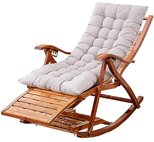 Sonnenliege Holz Klappbar Wetterfest mit Kissen Armlehne Vintage Antik Schaukelstuhl Garten Schaukelstuhl Schwingstuhl