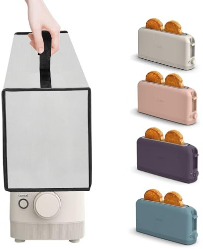 NUENSS-ROR 2-Slice Toaster Cover, Waterproof Heat-Resistant Dustproof, Heavy Duty Thickened Nylon, Silver Gray