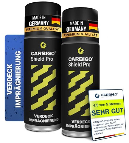 CARBIGO Imprägnierspray 400 ml I Cabrioverdeck Imprägnierung Bestnote wasserabweisend I Imprägnierspray Textil, Leder, Schuhe I Vielseitig anwendbare Verdeck Imprägnierung, waterproof spray 2er Set
