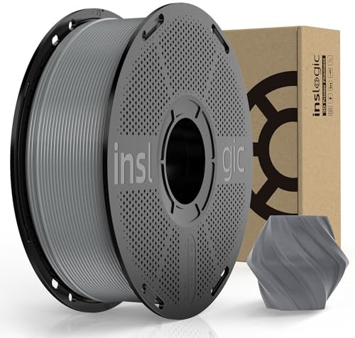 Inslogic PLA Pro Filament 1.75mm vorgetrocknetes Filament Feuchtigkeitsbeständiges 3D Drucker Filament 1kg Spule, +/-0.02mm Genauigkeit, Kompatibel mit den meisten FDM Druckern (Grau)​​