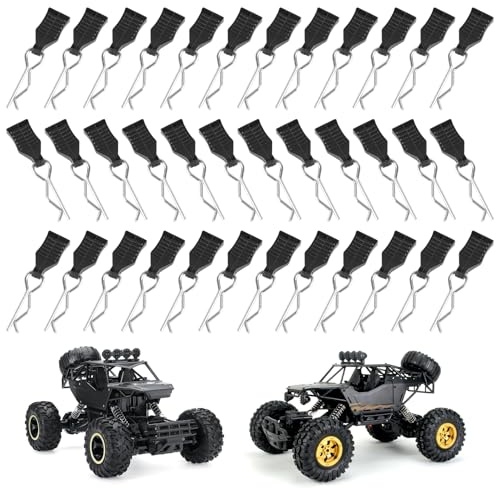 36 Stück RC Karosserie Clips mit Aufreißlaschen, RC Körper Shell Pin Auto Zubehör, R Typ Karosserieklammern, RC Ersatzteile RC Splint für 1/10, 1/12 und 1/16 Fernbedienung Auto Shell Modell