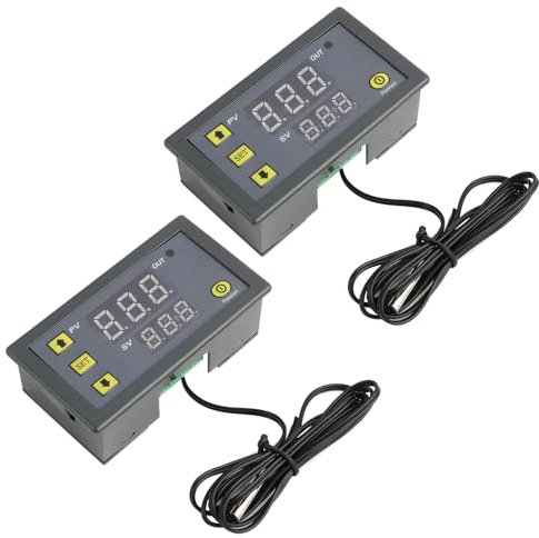 2 Pcs Regolatori di Temperatura Digitale W3230 AC 110V-220V, Termostato con Display LED 20A e Sonda Sensori NTC 10K, Intervallo di Controllo da -50℃ a 110℃ per Frigoriferi, Congelatori, Sistemi HVAC