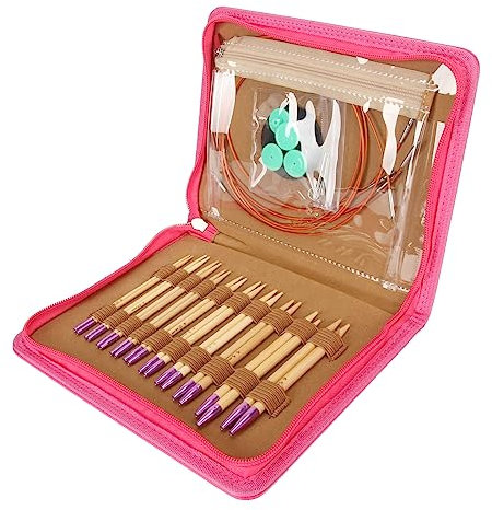 Austauschbare Ergonomische Kreisförmige Stricknadeln mit Klarem Gravur, Volles Kit für Mehrere Projekte, Ideal für Stoffliebhaber, Anfänger, Bambusnadeln