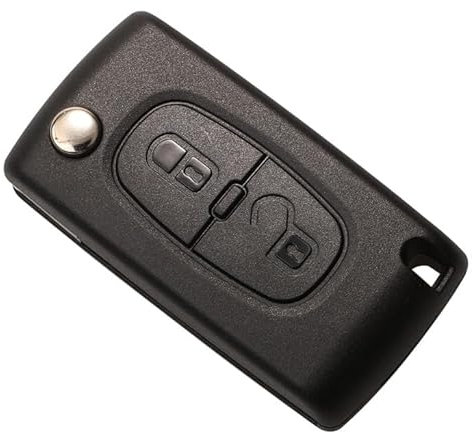 2 Botones Carcasa Mando Llave de Coche con Zócalo de Pila, RISVOWO Mando a Distancia CE0536, Funda Llaves, Carcasa Llave Plegable Compatible con Peugeot 207 307 308 407 607 807 Citroën C2 C3 C4 C5 C6