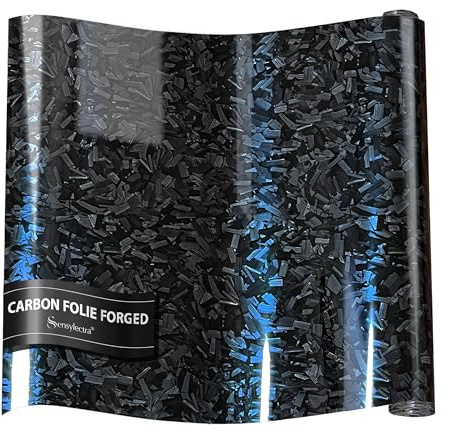 Sensylectra Carbon Folie Forged,150 * 30cm Geschmiedete CarbonFolie Autofolie,Selbstklebend Schmiedeoptik-Autofolie (Schwarz-Blau-Gradient)