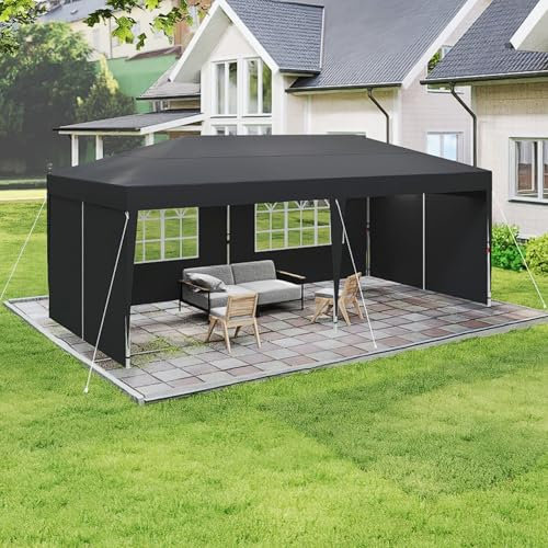 NAIZY Faltpavillon 3x6 m Pavillon Wasserdicht Gartenpavillon mit 4 Seitenteilen und Tragetasche Faltbar Zelt Polyester Partyzelt UV-Schutz Metall-Verstrebungen, Anthrazit