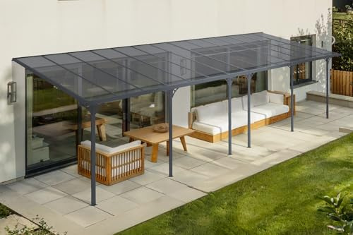 Cazeboo Carport/Pergola adossée 27m² KLEO 9x3m Aluminium Gris