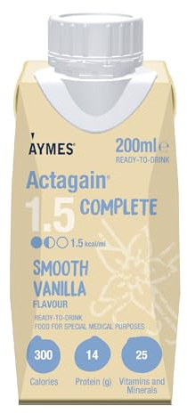 AYMES ActaGain 1.5 Complete - Smooth Vanilla - 1 x 200ml | Complete Nutritional Drink, Ready-to-Drink, Ages 3+, Gluten Free & Vegetarian