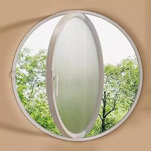 GXXINGIN Fenêtre Ronde encastrée pour abri de Jardin, hublot pivotant à 360° avec poignées, fenêtres en Verre trempé ventilées rotatives pour Salle de Bain et Cuisine, Blanc 1,50 cm/19,6 po