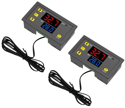 W3230 Thermostat Binghe 2 Pièces W3230 12 V Régulateur de Température Numérique avec LED Display Capteur de Température Thermostat numérique - 50-120 °C pour Chauffage Aquarium, Thermosta Terrarium