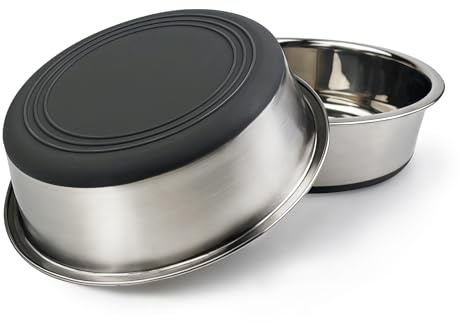 LUMITERRA Lot de 2 Gamelles en INOX pour Animaux, Bol pour Chiens de qualité Alimentaire avec Fond en Silicone antidérapant, Facile à Nettoyer, pour Chiens de Petite, Moyenne et Grande Taille.
