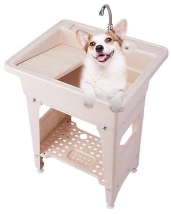 ZQFHSX Laundry Sinks & Utility Tubs,Freestanding Plastic Sink With Washboard,outdoor Hose Hook Up,Basement Cold And Hot Water Faucet, For Washing Room(80 * 56 * 80cm/31 * 22 * 32in)