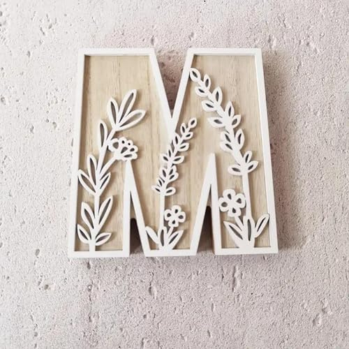 PAEFIU 12,5 m Stehende Holzbuchstaben, Hängend Wand 26 Buchstaben Alphabet, Große Dekorative Holz Buchstaben, Weiß Holzdekorationen für Zuhause, Wand, Party, DIY-Projekte, Kinder, Name (M)