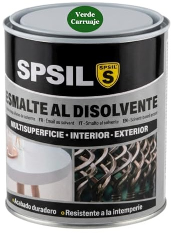 SPSIL Esmalte Sintético al Disolvente Antioxidante Verde Carruaje 750ml, Directo sobre Óxido sin Imprimación - Secado Rápido para Madera y Metal - Interior y Exterior - Alto Rendimiento 8m²/L