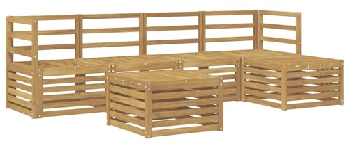 vidaXL Outdoor-Sofagarnitur 6 pcs Weiß Massivholz Akazie, Gartenmöbel, modernes Outdoor-Sofa, modulares Set, Lounge für die Terrasse, bequem entspannen