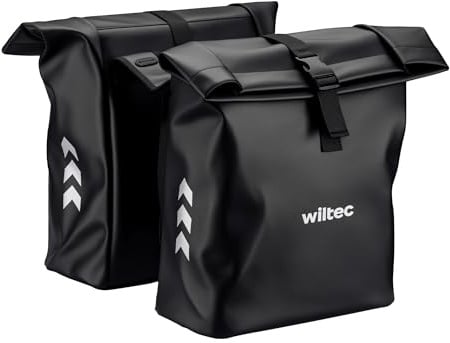 WilTec Sac Double pour Porte-Bagages 48 l, Sacoche de vélo pour Porte-Bagages 30 x 14 x 57 cm, Sacoche de vélo résistante à l'eau