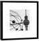COGNOSCO Fotografie im Holzrahmen: Weltzeituhr/Alexanderplatz Berlin - 52 x 52 cm - Rahmenfarbe schwarz