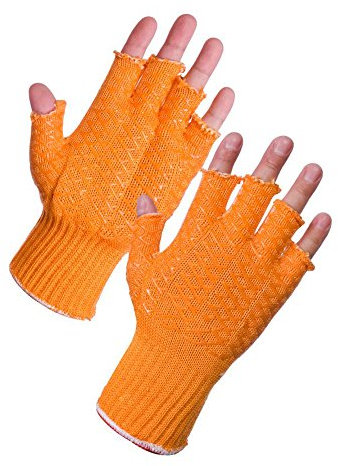 Super Touch 26342 SuperTouch Criss Cross Fingerless Gloves, 1 Pair, Size 8/Medium, Orange