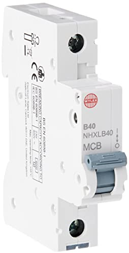 Wylex NHXB40 40 Amp Single Pole Type B 230V 6kA Circuit Breaker MCB (NSB40)