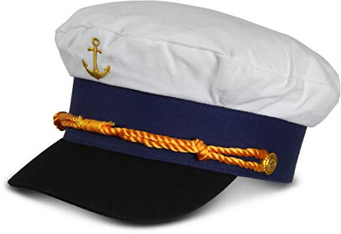Marine Matrosen Kapitänsmütze aus 100% Baumwolle Fasching Karneval Motto Partys, Größe:Groß