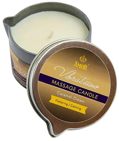 Vibratissimo Massagekerze Caramel Cream 100 ml I Kerze mit Karamell Duft I Kerze Entspannung I aus natürlichen Rohstoffen & mit Kokosöl I für empfindliche Haut geeignet I Massage Candle