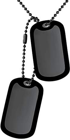 Custom4U 2 Stücke Dog Tag Herren Kette Edelstahl Militär Armee Erkennungsmarken Anhänger mit Silikon Hülle in Schwarz mit 60cm Kugelkette Geschenke für Vatertag Geburtstag Valentinstag